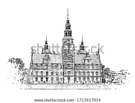 Rosenborg Castle vector illustration. Copenhagen, Denmark.