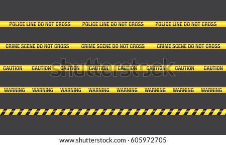 Yellow with black police line and danger tapes. Vector
