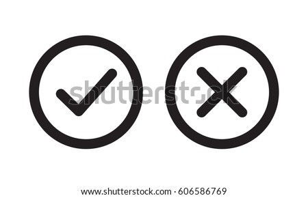 Checkmark / check, x or approve & deny line art icon 