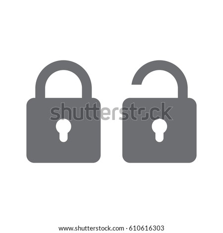 Open and closed vector lock icon.