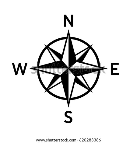 Bold vector compass icon. North South East West.