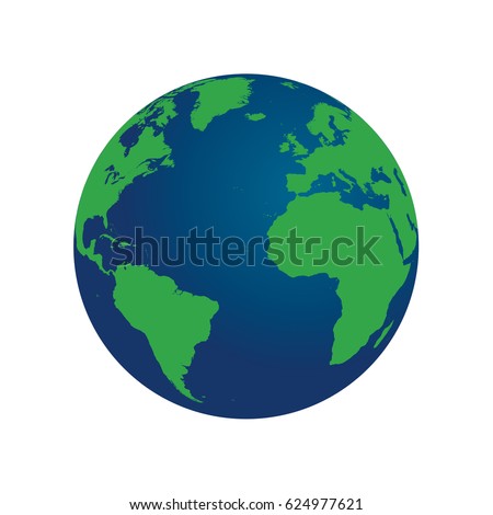 3D vector globe showing North America, South America, Africa and Europe.