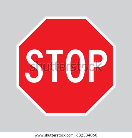 Red vector Stop Sign with white outline / border around the edge.