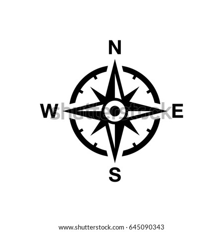 Vector compass rose with North, South, East and West indicated