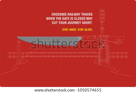 Image, Stock Photo Level crossing with creative barrier