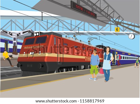 indian railway station illustration