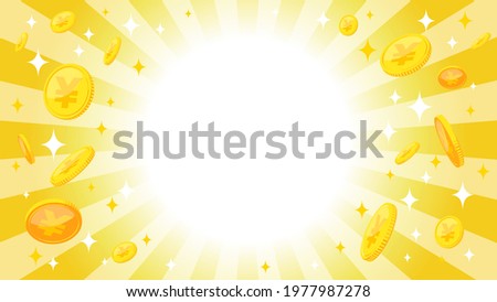 Yen coin and sunrise background