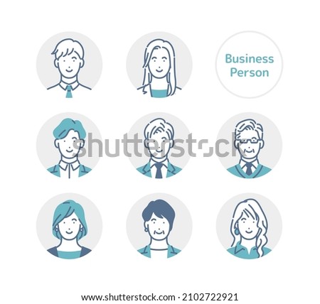 Business person circle icon set
