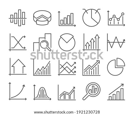 Graph icon. Chart and Graph line icons set. Vector illustration. Editable stroke.