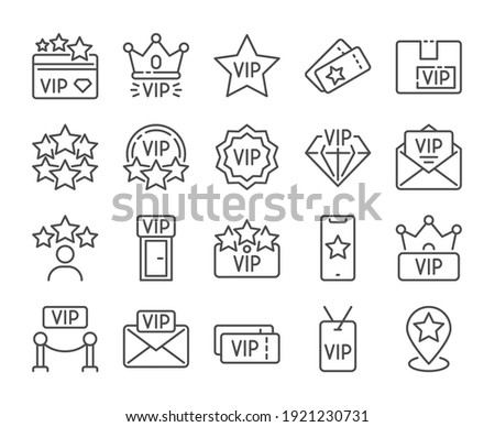 VIP icon. Very Important Person line icons set. Vector illustration. Editable stroke.