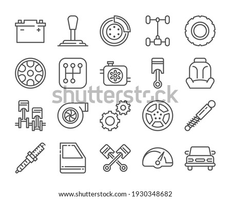 Car repair icon. Car Parts line icons set. Vector illustration. Editable stroke.
