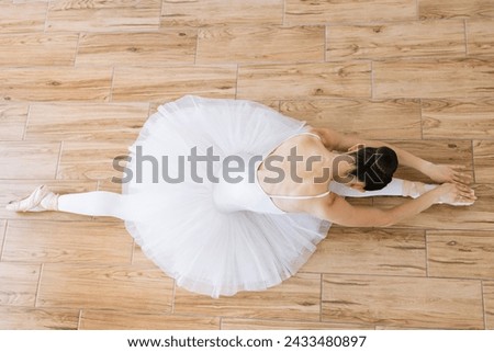 Similar – Image, Stock Photo Ballerina in tutu balancing on tiptoes in studio