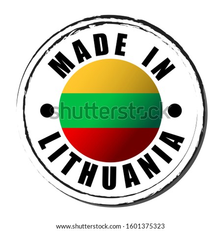 Made in lithuania coloring the flag. Symbol. Seal.