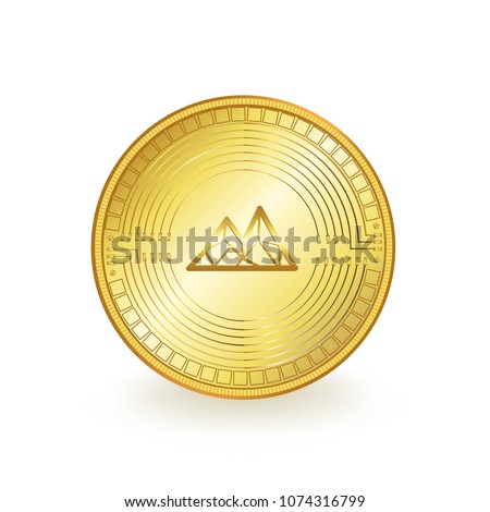 Mithril Cryptocurrency Gold Coin Isolated