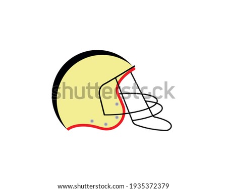 Retro helmet for playing American football. An accessory for playing rugby. Vector illustration on isolated background