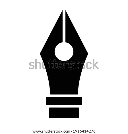Pen nib symbol. Pen tool icon or logo isolated on white background. Black and white style vector illustration.