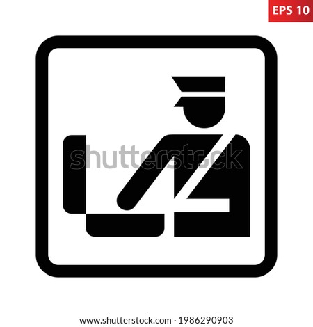 Customs control sign. Vector illustration of customs officer with luggage icon. Customs clearance symbol used in airport and border crossing. Information for passenger.