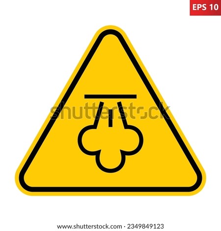 Hot steam sign. Vector illustration of yellow triangle warning sign plume of steam icon inside. Emission of hot steam symbol. Caution hot temperature. Risk of burns. Symbol used in industry.