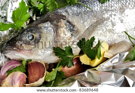 trout baked in foil with herbs and sea salt