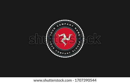 logo design with Isle of Man concept in circle. Red and White Vintage and premium