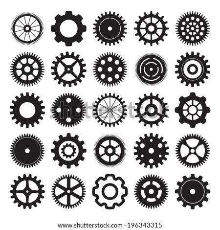 vector set of gear wheels on white background