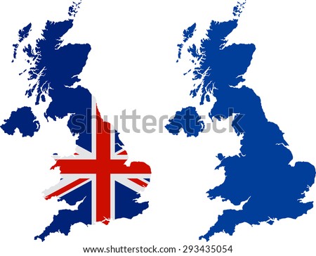 map of united kingdom with flag