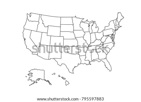 superhigh detail of us map outline vector with zoning area
