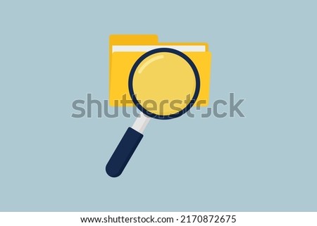 Illustration of a magnifying glass and document. Flat Search Concept with folder icon. flat style design