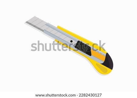 Cutter knife vector blade. Snap-off blade stationery knife vector illustration. Boxcutter tool icon. Household box cutter instrument for general or utility purposes. 