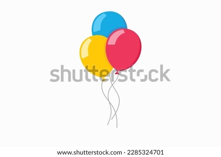 Vector illustration of flat style birthday balloon design. Balloon cartoon bunch background. Imagine de stoc © 