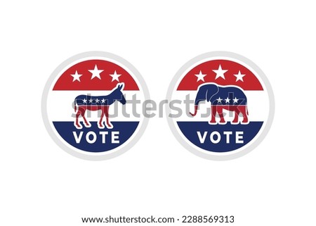 The USA Vote  Election or Campaign Banner Illustration As A Simple Vector Sign Trendy Symbol for Design, Websites, Presentation or Application. Donkey and elephant.