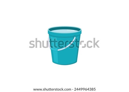 Vector illustration of bucket filled with water isolated on white background.