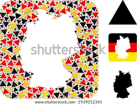 German Map Subtraction Collage of Filled Triangle Icons in German Flag Colors