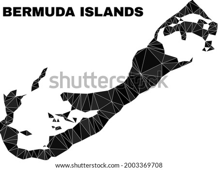 Low-poly Bermuda Islands map. Polygonal Bermuda Islands map vector filled of chaotic triangles. Triangulated Bermuda Islands map polygonal model for political illustrations.