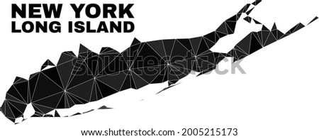 Low-poly Long Island map. Polygonal Long Island map vector combined of scattered triangles. Triangulated Long Island map polygonal model for education illustrations.