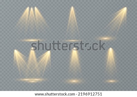 Spotlight. Vector set of light. Studio lighting. Stage spotlight. Rays of light.
