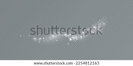 Dust sparks and stars shine with a special light. Christmas light effect. Glittering particles of magic dust.Vector sparkles on a transparent background.