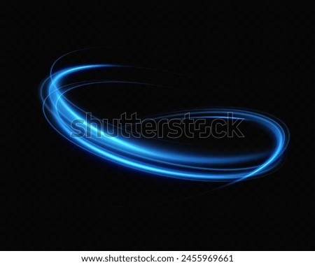 
Abstract light lines of movement and speed in blue. Neon lines of blue speed. Dynamic traces of light movement. Light wave of the trace, line of the trace.