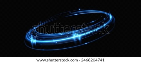 Blue neon ring. Glowing circle. Glow effect. Round light frame. abstract light lines of movement and speedAbstract light lines of movement and speed. light blue ellipse