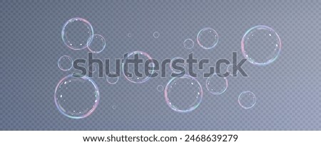 Realistic soap bubbles.Flying bubbles on a transparent background.	