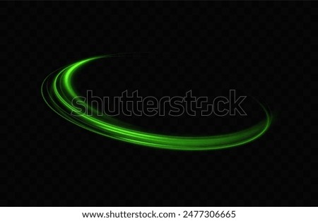 Green neon ring. Glowing circle. Glow effect. Round light frame. abstract light lines of movement and speed. Abstract light lines of movement and speed. light green ellipse.