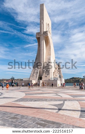 LISBON, PORTUGAL - AUGUST 23: Monument to the Discoveries on 23 August, 2014 in Lisbon. The monument celebrates the Portuguese Age of Discovery in 15th and 16th centuries.
