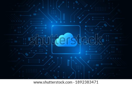 Modern cloud technology futuristic, online storage, work from home
