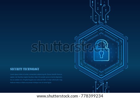 Hexagon Cyber security technology concept , Shield With Keyhole icon , personal data , vector illustration