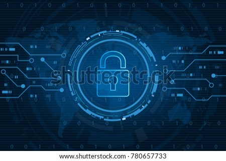 Cyber security technology concept , Shield With Keyhole icon with world map background , personal data , vector illustration.