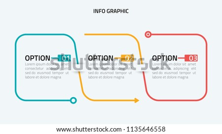 Thin line flat infographic design elements and number options.Timeline with 3 options, steps or process. Vector business template for presentation.