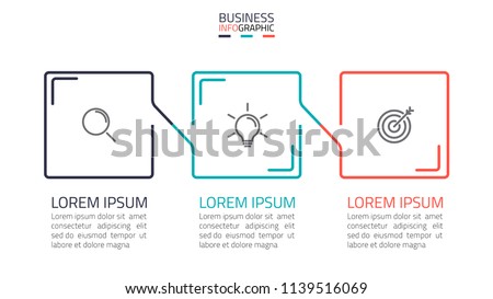 Business infographic design elements. Timeline with 3 options, steps or processes and marketing icons. Vector illustration. Can be used for workflow diagram, report, presentation, web design.