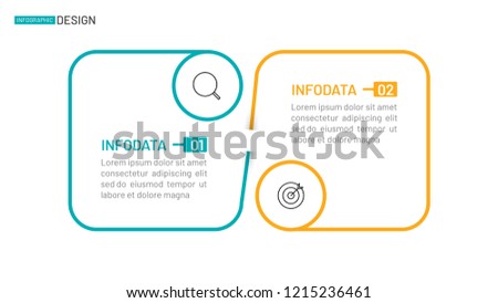 Business thin line infographic design template. Timeline with 2 options, box, circles, marketing icons, Vector illustration.