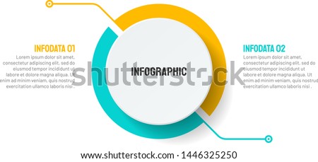 Business infographic template design element with circle half process. Vector business concept with 2 options, steps.