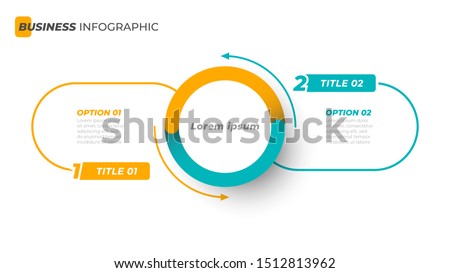 Vector infographic template with circle and thin line label with number element. Business concept with 2 options. Can be used for diagram, flowchart, steps, parts, workflow, chart or presentation.